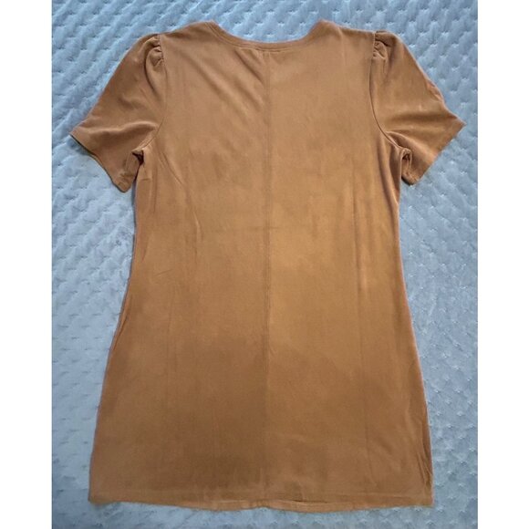 Another Love Camel Brown Soft Faux Suede Short Sleeve Shift Dress XL Women's - Picture 7 of 7